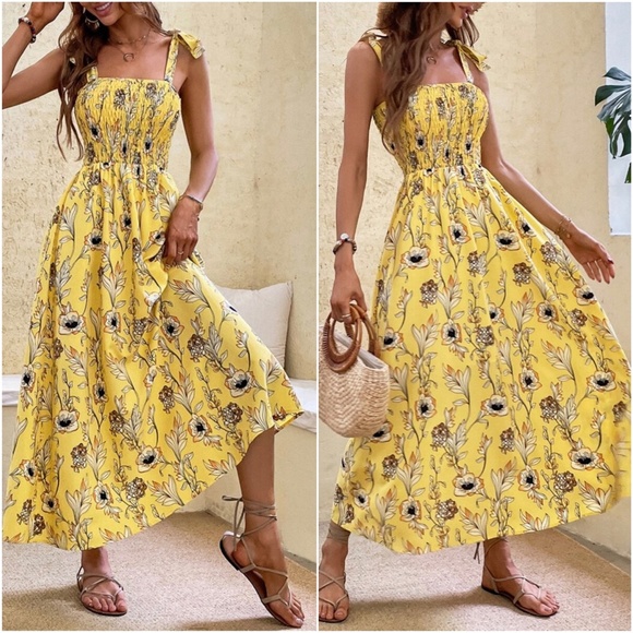Bellanblue Dresses & Skirts - Bohemian Floral print Cottagecore Midi Dress